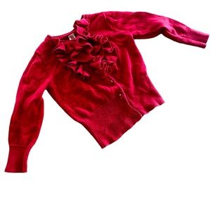 EUC 18 m Valentines Cherokee Red Tuxedo Style Knit Cardigan Sweater